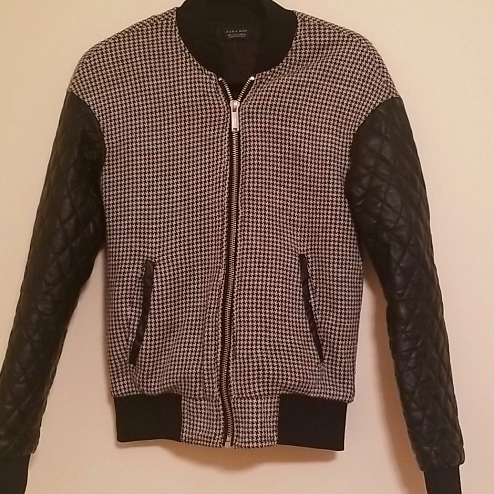 Zara Man Black and White Checkers Jacket